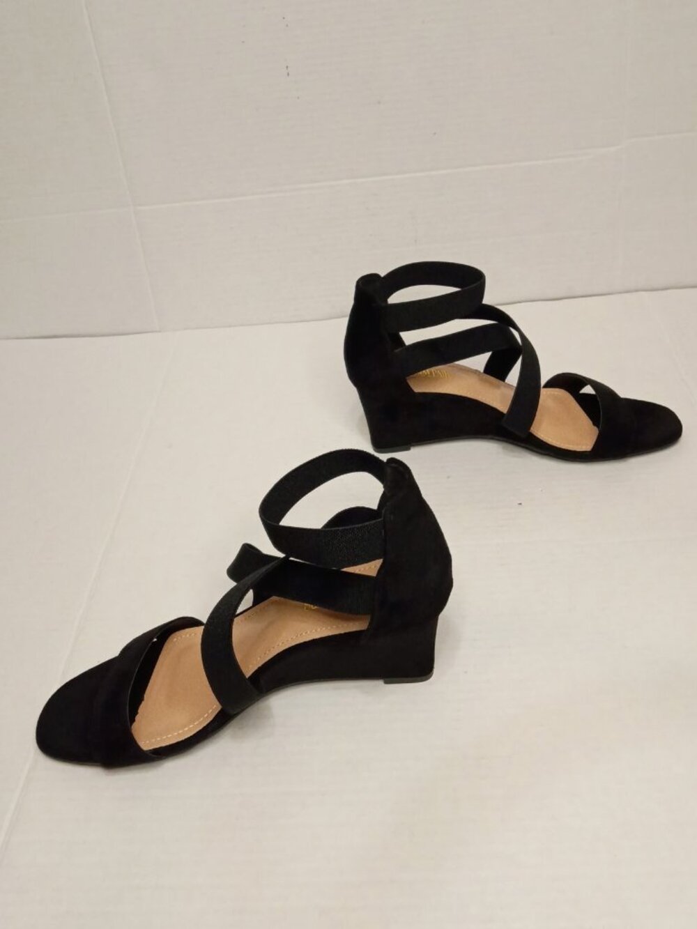 Dream Pairs INNIS-1 Black Faux Suede Wedge Sandals Women's Size 10 - Picture 3 of 7